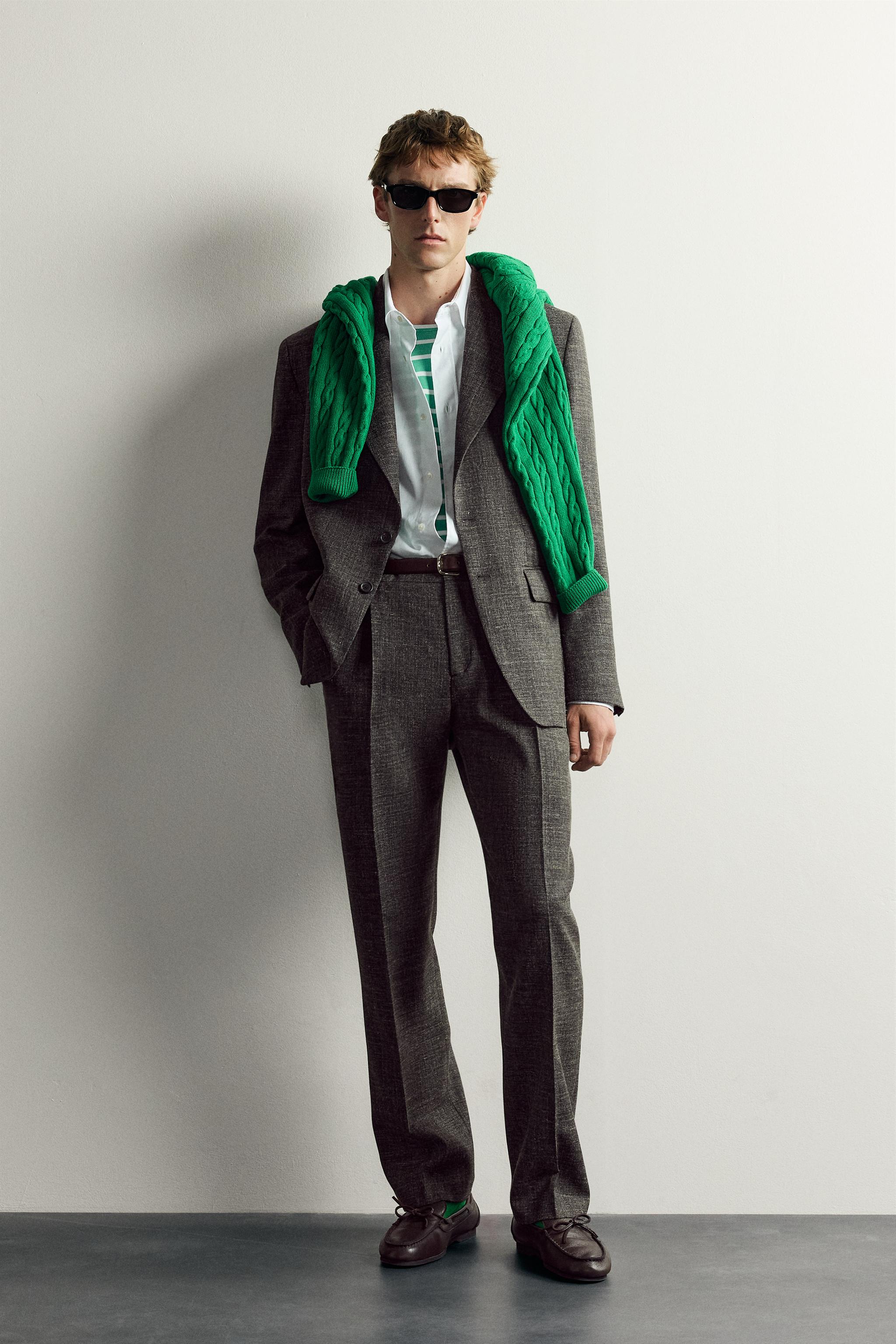 AARON LEVINE X ZARA WOOL-LINEN SUIT BLAZER